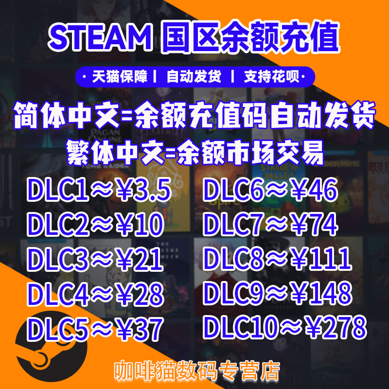 STEAM  国区余额充值码  钱包充值