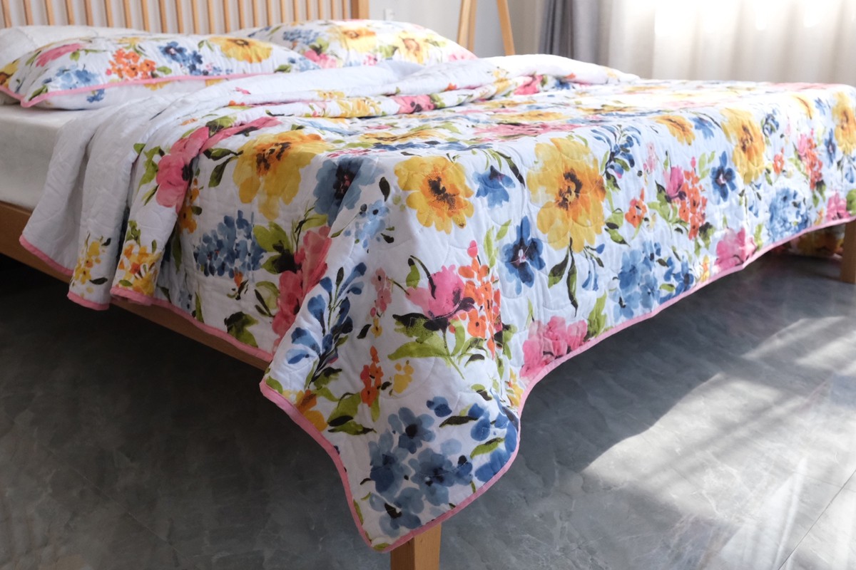 新款绗缝被全棉床盖欧式三件套被盖纯棉空调被夹棉加厚床单水洗被