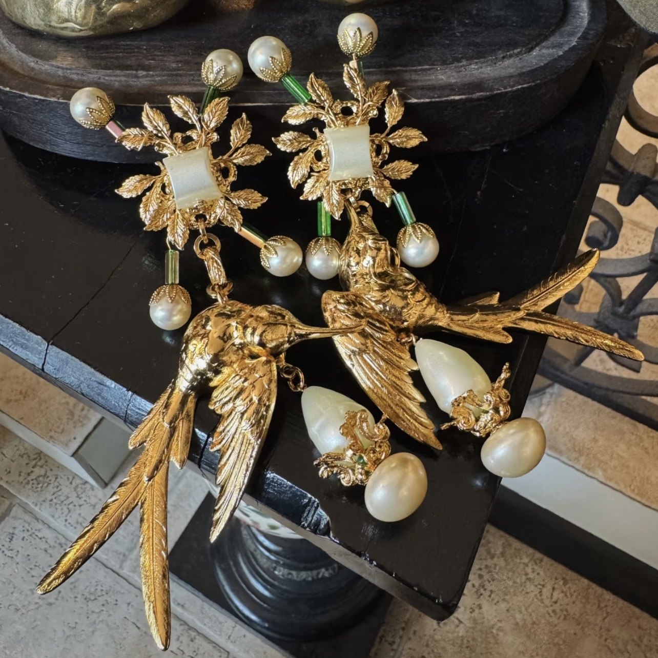 yuwelry欧美法式中古vintage巴洛克珍珠复古天堂鸟轻奢高级耳环,饰品/流行首饰/时尚饰品新,耳环,淘宝优惠券,粉丝福利购,淘宝优惠卷