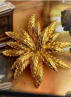 yuwelry欧美法式中古vintage黄铜镀金复古金色麦穗胸针大衣配饰