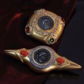 yuwelry欧美vintage中古宫廷风古币琉璃古董复古胸针配饰女士