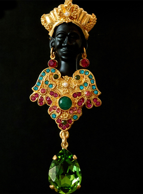 yuwelry欧美中古vintage古埃及黑摩尔人宫廷风复古黑人胸针配饰