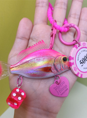 钓鱼佬的礼物3D仿生逼真鲷鱼粉色vib小禾路亚假饵挂件装饰包摆件