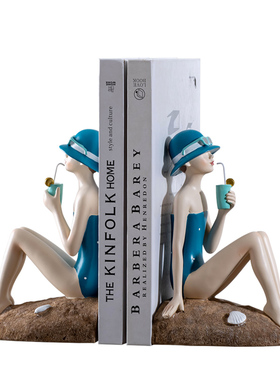 创意女孩书靠树脂儿童房间装饰书立摆件家居饰品轻奢书房书桌摆设