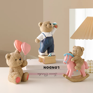 可爱小熊摆件桌面客厅卧室家居装 饰品网红创意儿童房间布置小摆设
