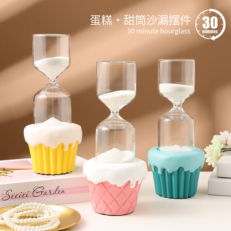 清新蛋糕沙漏计时器摆件家居客厅电视柜装饰品公主办公室桌面摆设