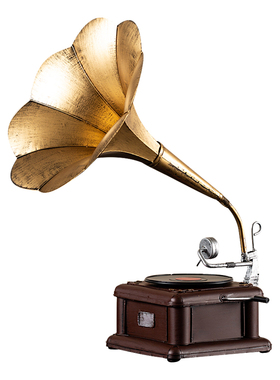 创意黑胶唱机摆件复古铁艺留声机模型道具酒吧家居酒柜装饰品礼品