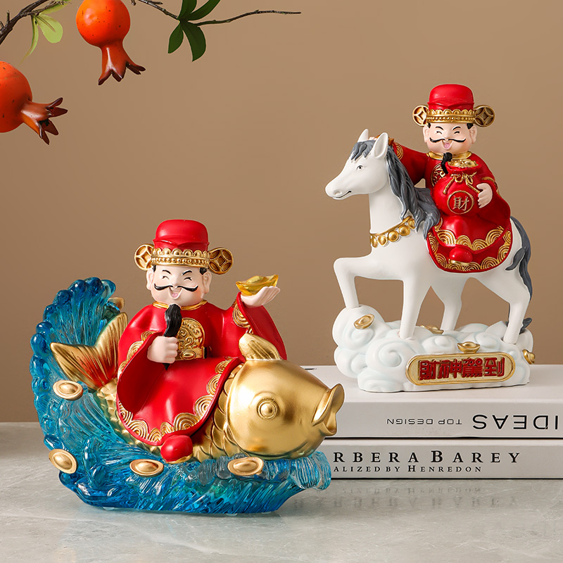 高档装饰品玄关新中式财神爷摆件