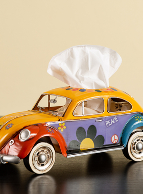 北欧轻奢创意手工仿真汽车纸巾盒模型桌面抽纸盒客厅家用装饰摆件