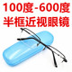 近视镜100 2000度 男女树脂片金属框成品近视眼镜半框眼镜送镜盒