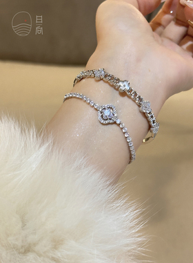 富家千金风四叶草锆石手镯手链女