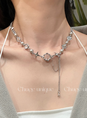 芒星拼接仿水晶小众设计感项链