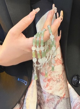 新中式竹节琉璃弹力绳手链ins轻奢小众精致学生清冷感叠戴手饰女