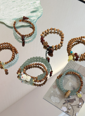 新中式复古串珠手链民族风文玩手串小众叠戴配饰国风弹力手饰百搭