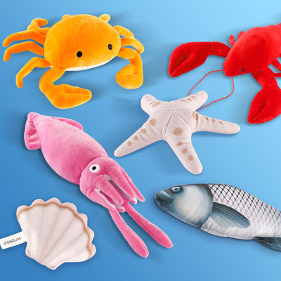 HUGKIS仿真海鲜龙虾毛绒玩具认知过家家超市购物游戏道具螃蟹玩偶