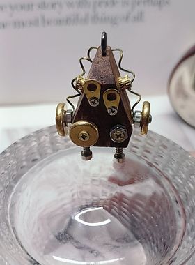 天秤座木小魔亲子手工DIY项链 蒸汽朋克手作木质机器人吊坠