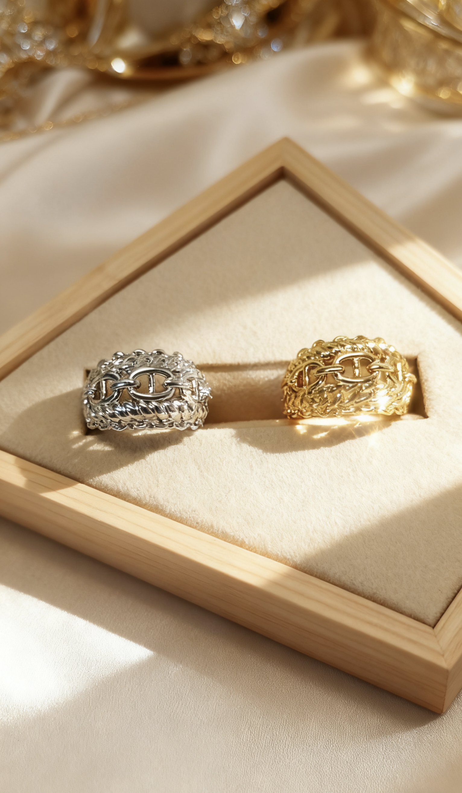 原创设计个性镂空链条配仿钻宽版猪鼻子美码8-9码戒指指环