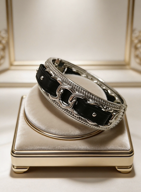 2025新款串皮暗黑风朋克范儿手镯男女宽版时尚百搭手环手饰