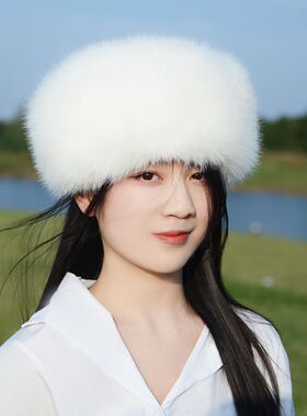 仿狐狸毛蓬松无顶帽百搭