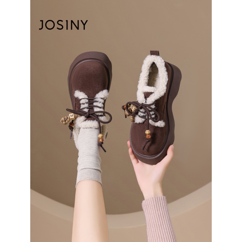 卓诗尼2025秋冬新款厚底勃肯鞋时尚舒适短筒靴潮流保暖休闲毛毛鞋