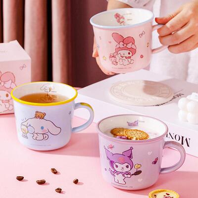 三丽鸥儿童水杯牛奶杯陶瓷杯马克杯高颜值女孩可爱卡通早餐刻度杯