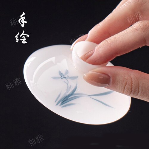 釉下彩手绘盖碗茶碗单个盖子璞玉