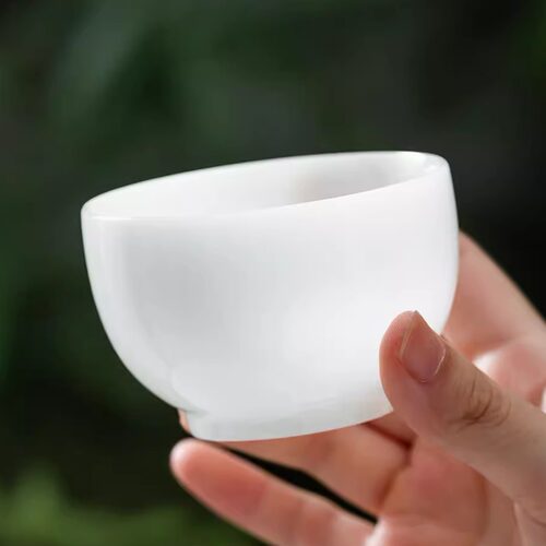 120ml大号主人杯冰种玉瓷功夫茶杯茶具单杯亮光璞玉白瓷品茗杯