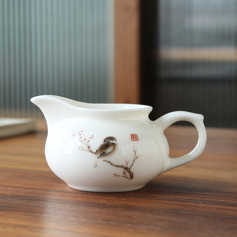 羊脂玉白瓷公道杯功夫茶具分茶器