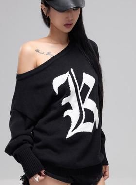 清仓特价！不退不换！Kilonova欧美慵懒风斜肩毛衣松弛感针织上衣