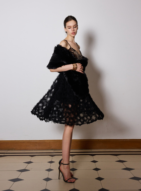 Kilonova【原创】豹纹花蕾网布吊带连衣裙女欧美辣妹露背修身长裙