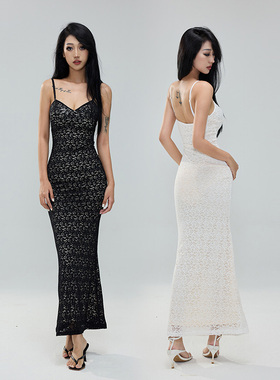 Kilonova欧美风ins时尚包臀V领吊带连衣裙纯欲低胸收腰气质长裙