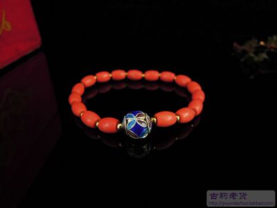 店主DIY手链 料器珠 手工仿珊瑚色琉璃银烧兰单圈手串手链/条