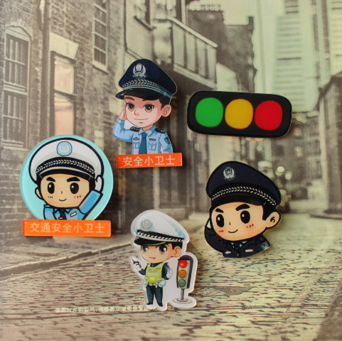 卡通可爱儿童交通宣传安全小卫士警察交警书包胸针徽章小礼品