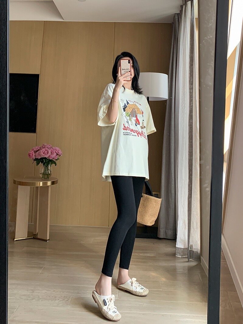 ZMA 임부복 [하울의 성] 여름 경상 반팔 티셔츠 캐주얼 정장 여름 대형 임부복