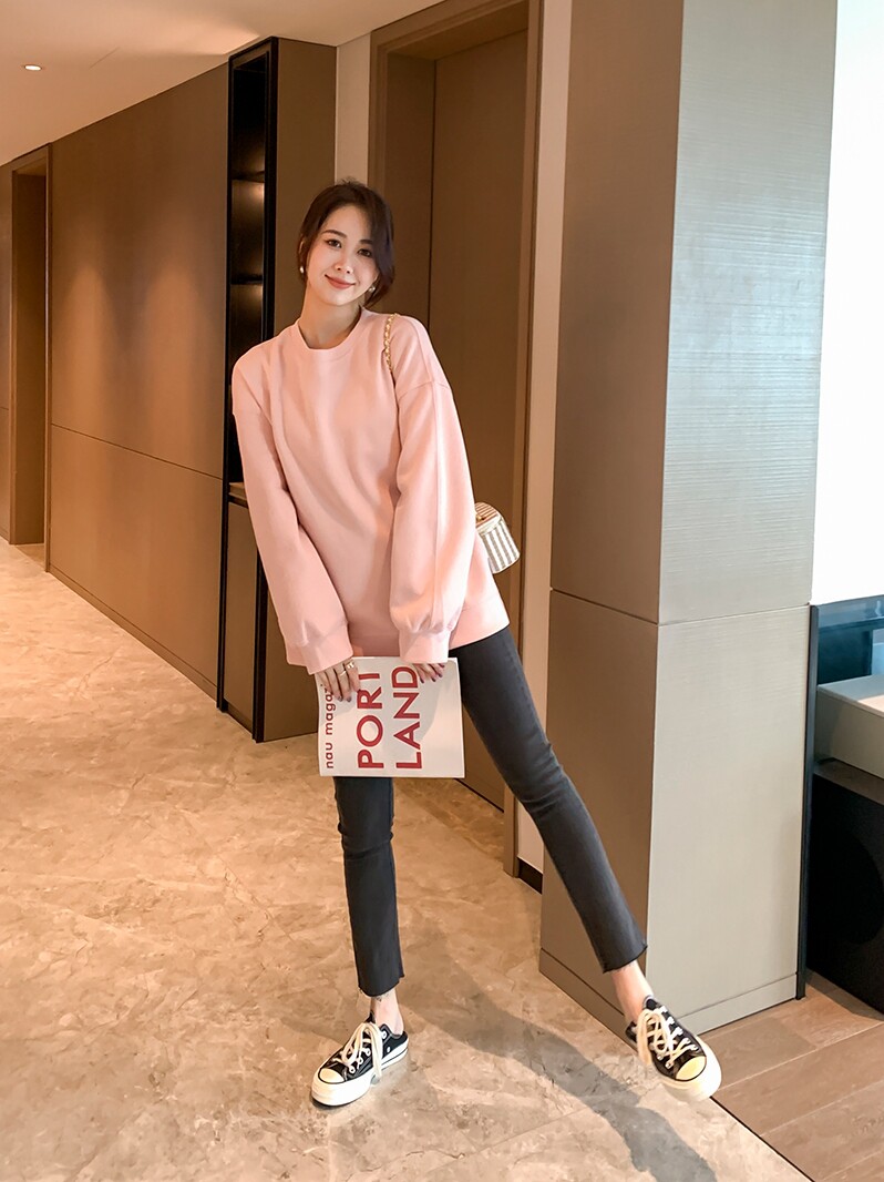 ZMA 임부복 [피치히츠콜라] 스웨트 셔츠 봄 가을 패션 정장 임부복 데님 레깅스 웨어 아우터