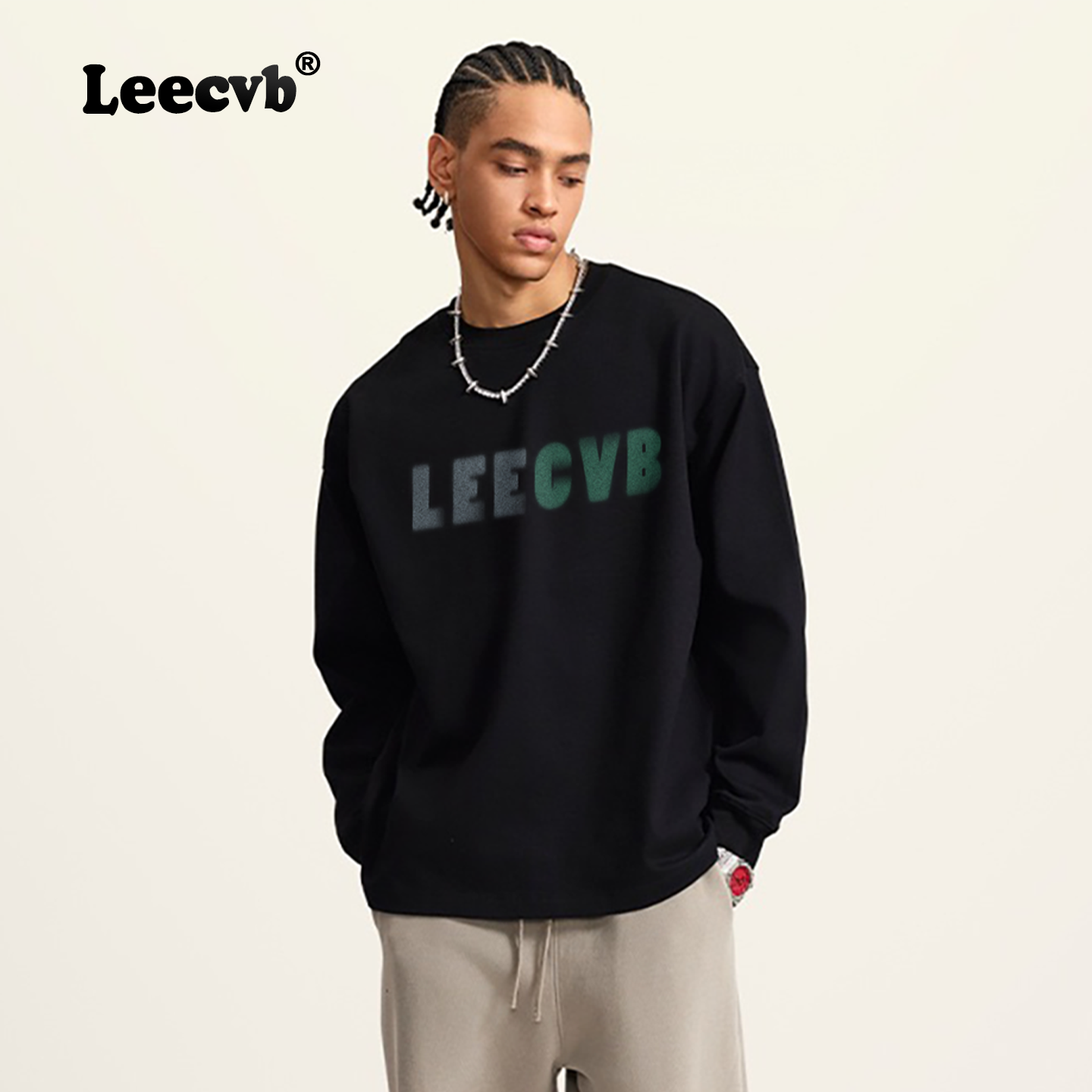 Leecvb 潮流美式长袖t恤男2025新款秋季青少年男女同款宽松上衣