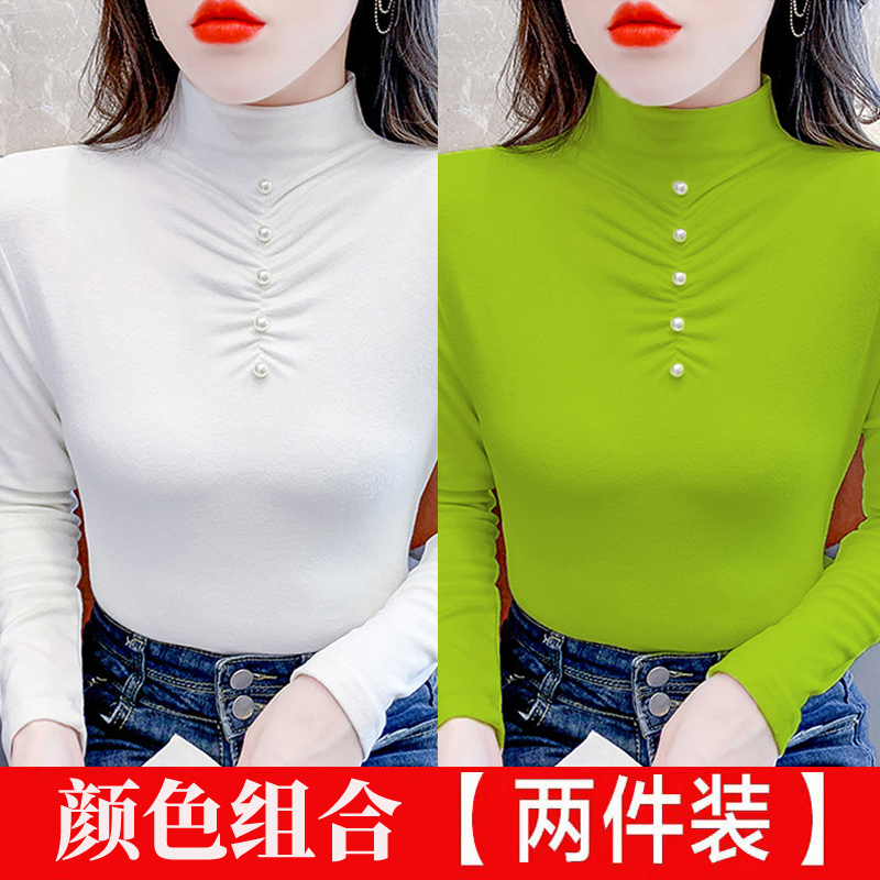 春秋薄款打底衫半高修身t恤百搭