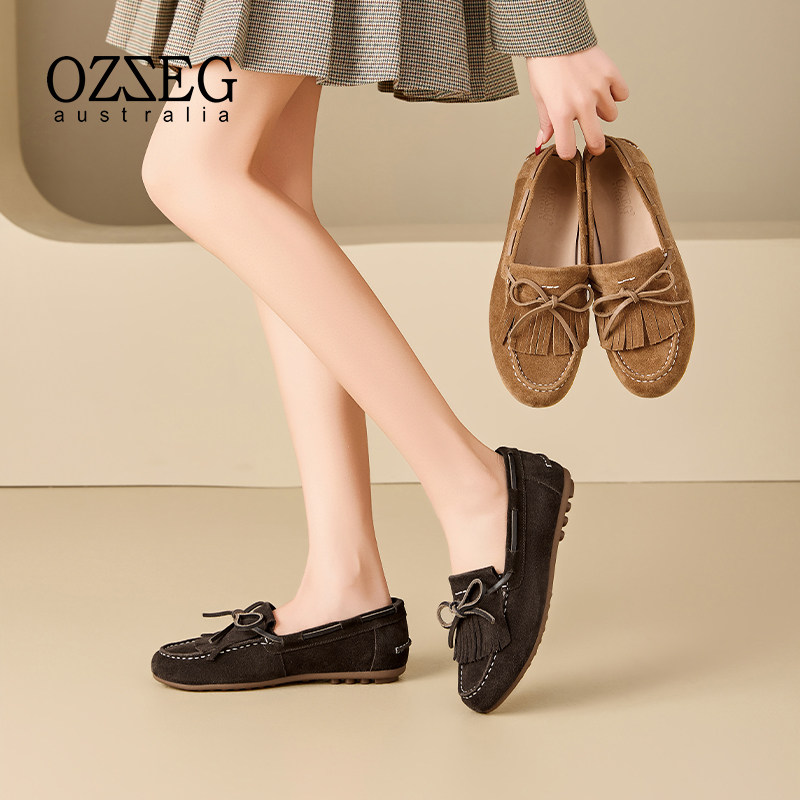 OZZEG新春款舒适休闲豆豆鞋女鞋