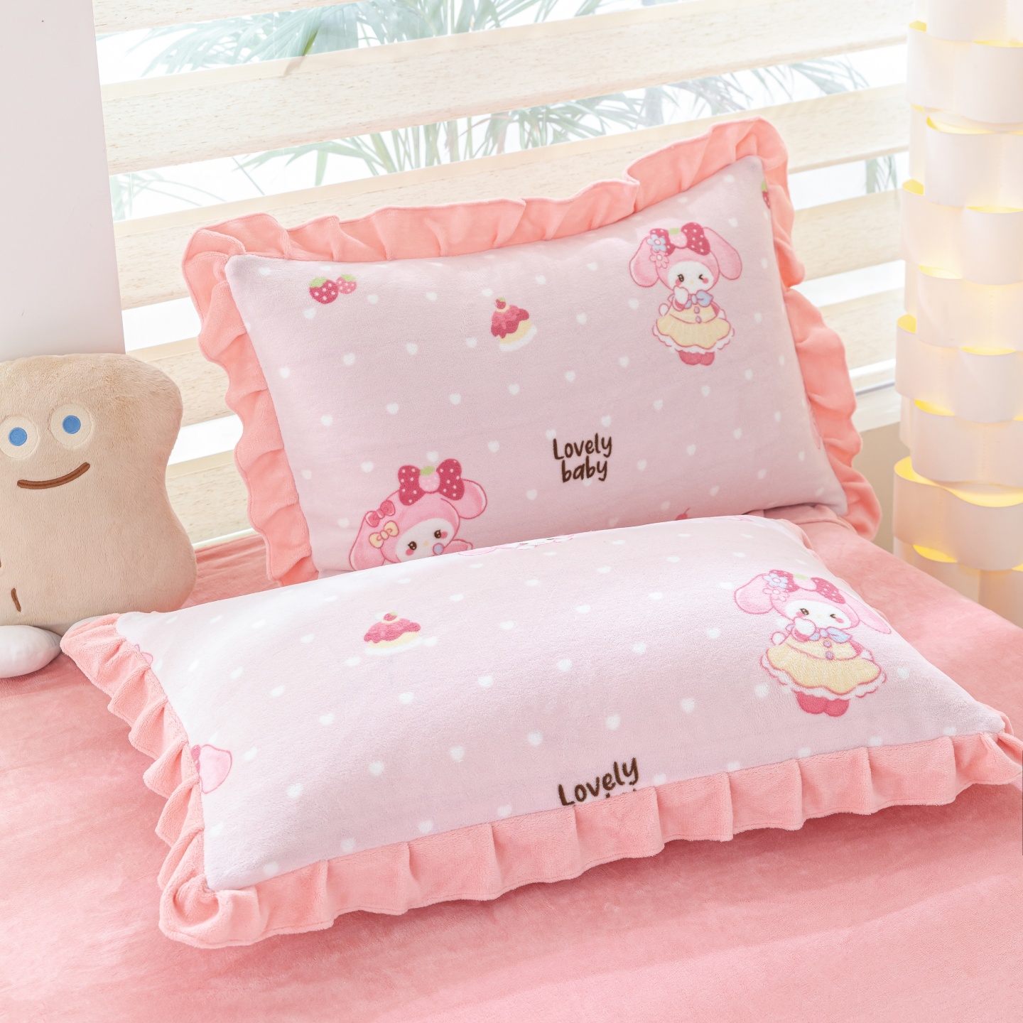 韩版牛奶绒枕套一对装2只枕头套ab面双面加绒枕芯套内胆套48x74