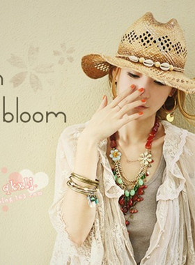 波西米亚多层玛瑙中长款毛衣链