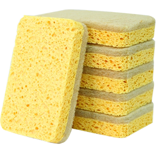 洁成木浆棉海绵擦百洁布洗碗布4块装耐用去油污洗锅刷碗海绵抹布