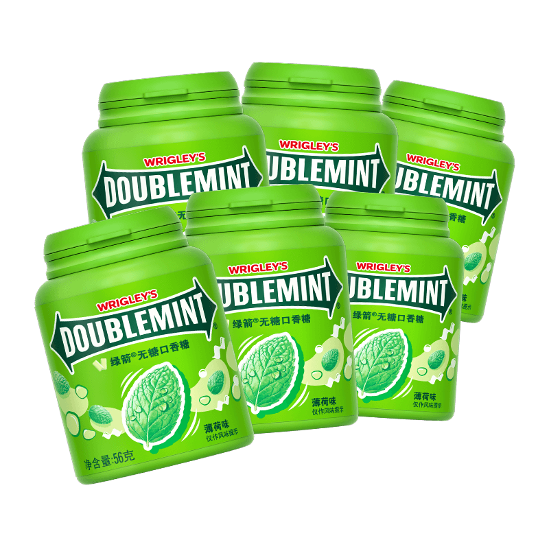 绿箭原味薄荷无糖口香糖56g×6瓶