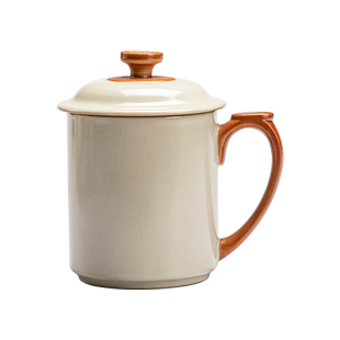 唐丰汝窑马克杯带盖个人专用高端喝茶杯陶瓷会议杯水杯办公室杯子