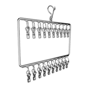 不锈钢袜子晾晒架多夹子衣架凉内衣裤家用阳台防风晒袜子神器