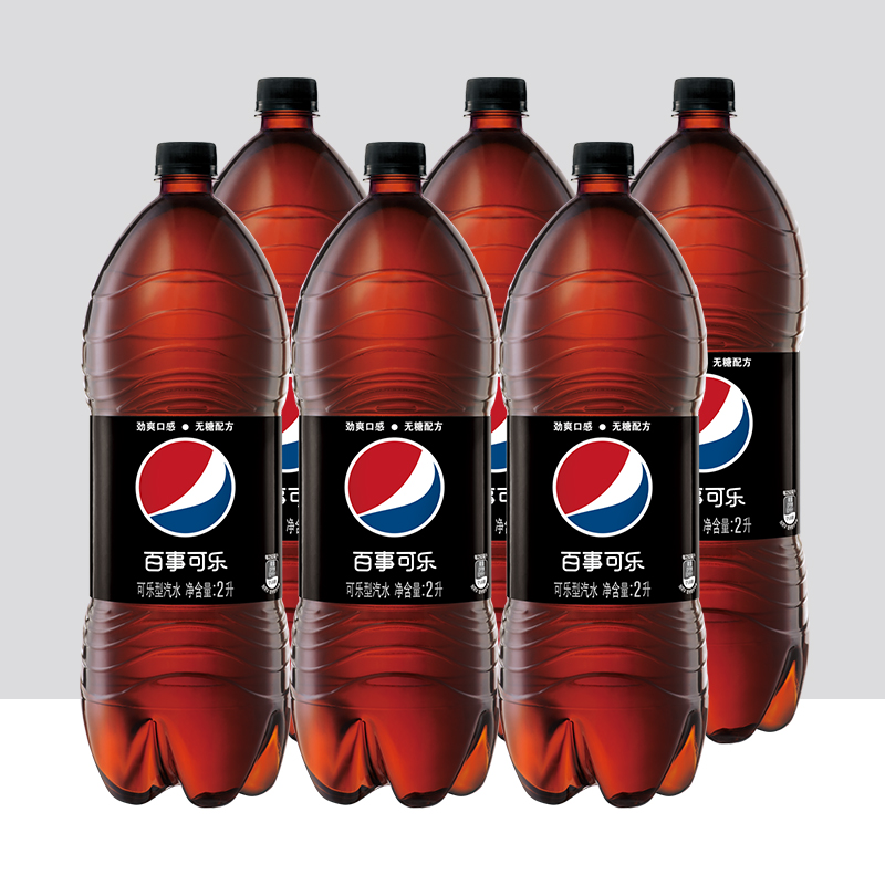 百事可乐无糖碳酸饮料2lx6瓶