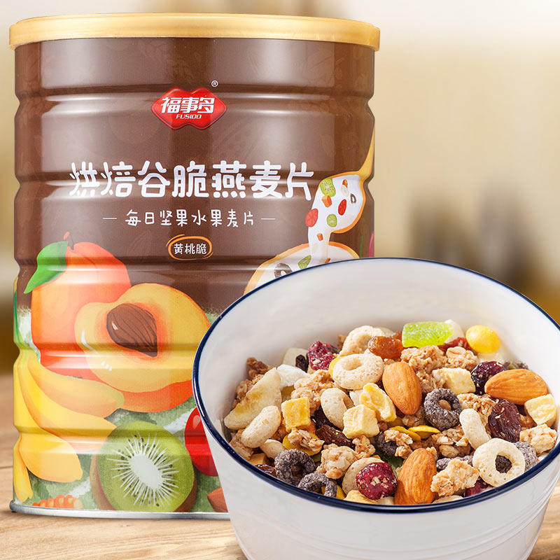 福事多烘焙谷脆燕麦片700g黄桃脆网红泡酸奶冲饮速食早餐代餐麦片