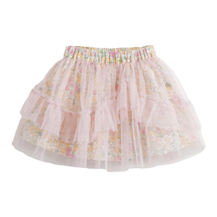 【清仓】马克珍妮春装新款女童秋日花园拼接网纱短裙半身裙