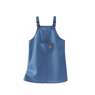 Q21儿童莫代尔软牛仔背带裙女童透气抑菌百搭薄款连衣裙子夏季新