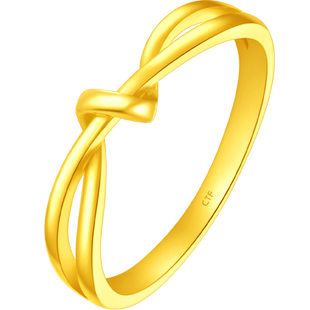 周大福ING系列爱无尽纽带结节足金黄金戒指女计价F230626