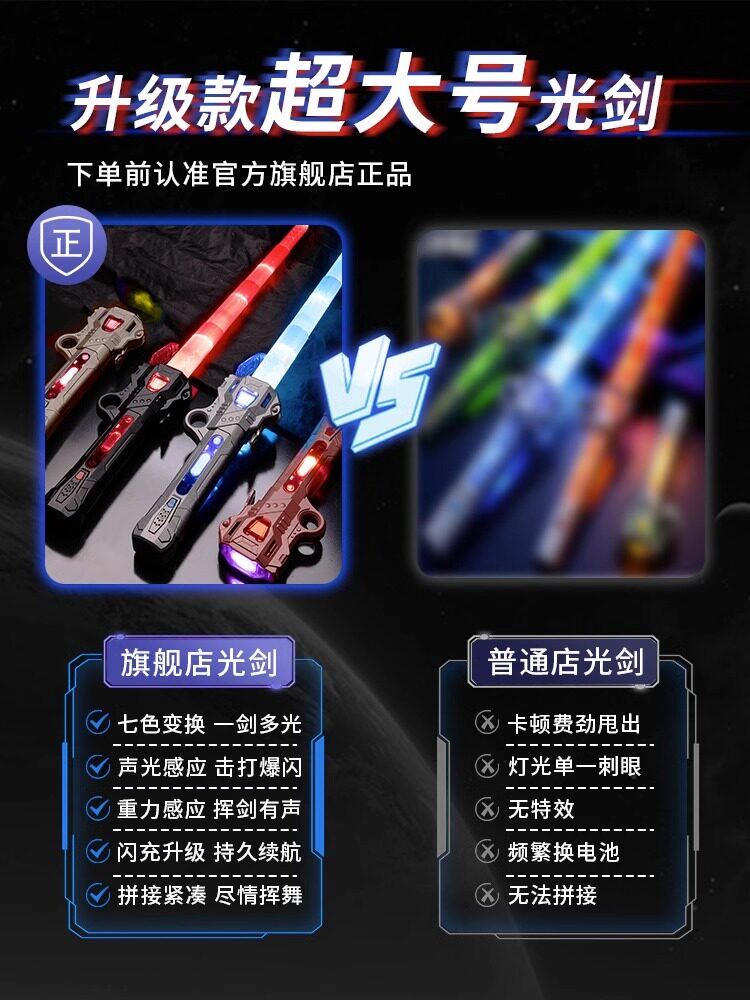 레이저 칼  스타 워즈 어린이 장난감 소년 멋진 텔레스코픽 빛나는 칼 깜박이는 빛 스틱